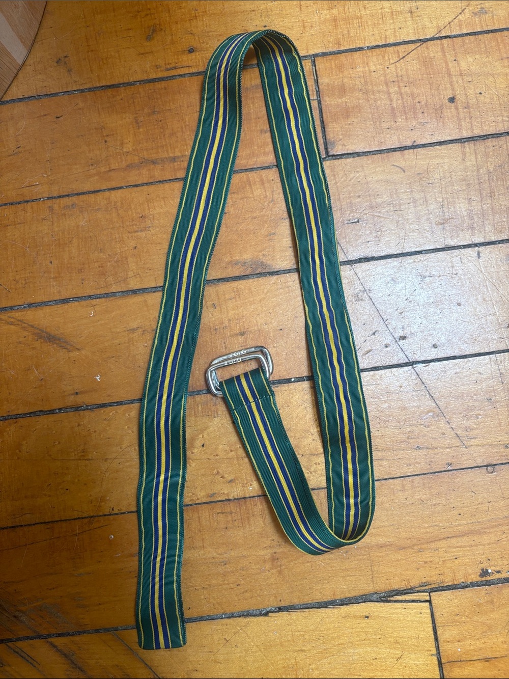 Vintage Polo Ralph Lauren Striped Green and Yellow Men's Fabric Belt